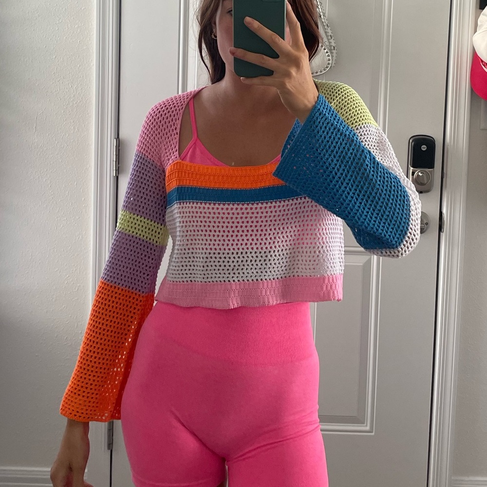 Knit colorful sweater